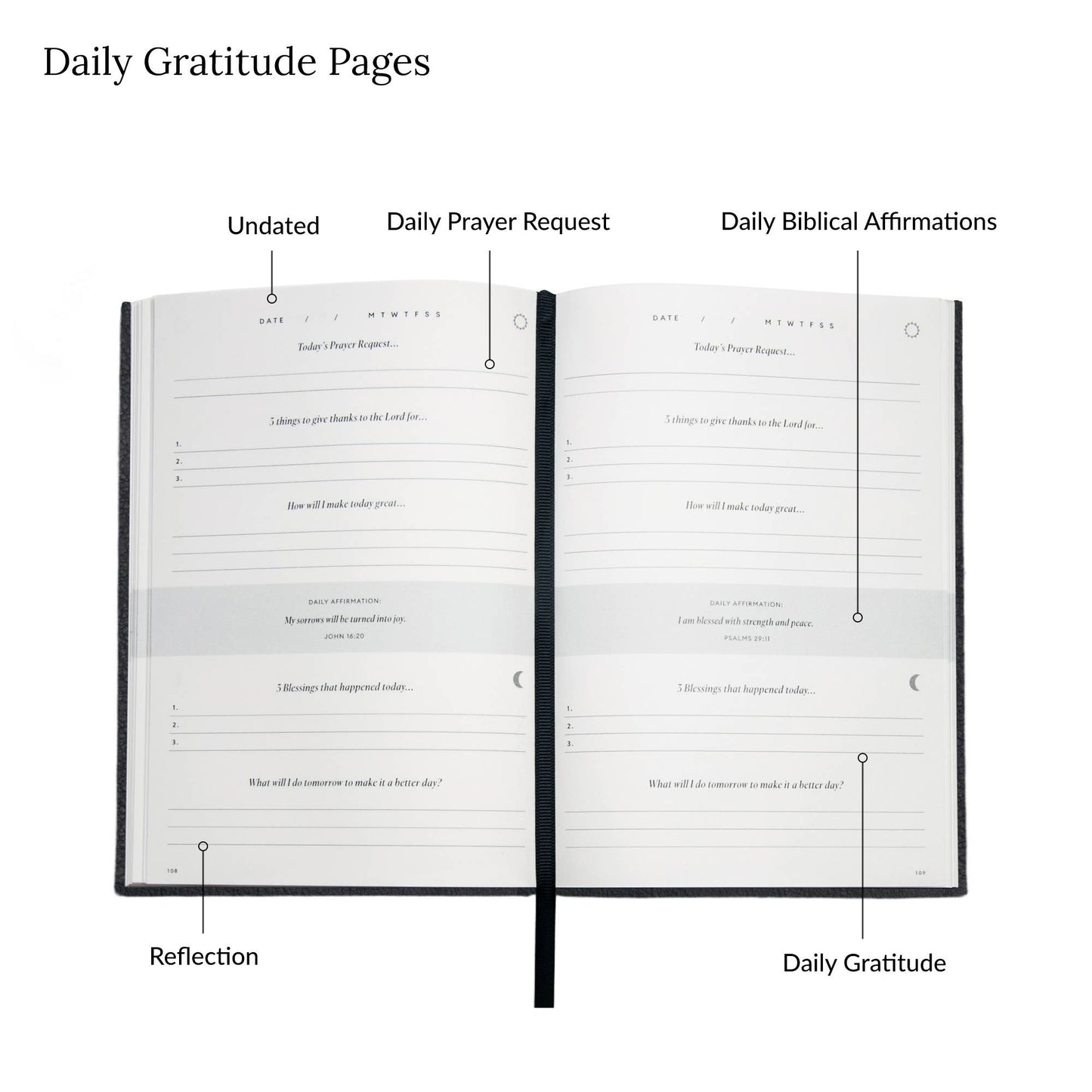 Daily Prayer & Gratitude Journal: White Cotton Hardback