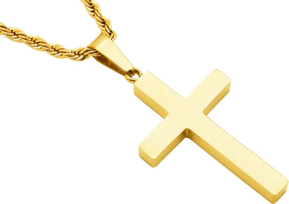 Men's Gold Stainless Steel Cross Pendant