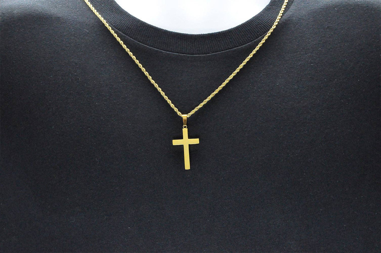 Men's Gold Stainless Steel Cross Pendant