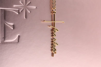 Fearless Script Cross Necklace