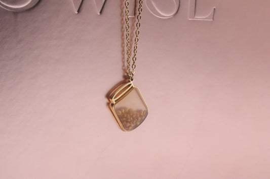 Gold Jar of Mustard Seeds Necklace